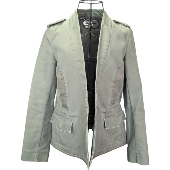Zadig & Voltaire Vedam Bis Spus Kaki Green Skull Cotton Utility Jacket Small - Picture 12 of 12
